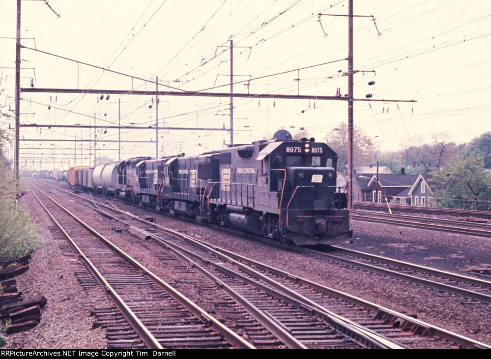 PC 8075 leads freight east.